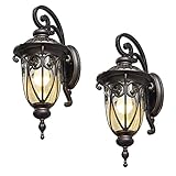 GOALPLUS Outdoor Porch Light with Wall Mount, 18" High Antique Bronze Wall Lantern One-Light E26 Ext