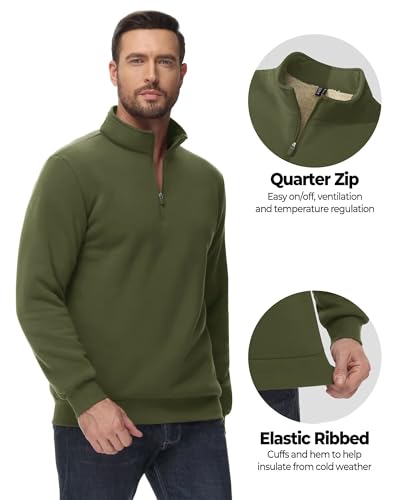 Boladeci Men's Quarter Zip Pullover Premium Sherpa Lined Sweatshirts Heavyweight Winter Cold Weather4