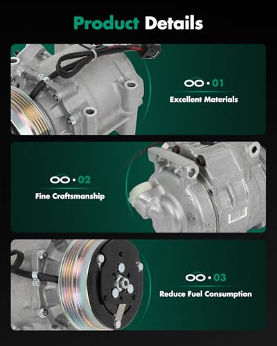 Image of SCITOO AC Compressor for Honda for CR-V 2.4L 2016 | Fast Cooling, Ultra Low Noise (≤72 dB) Air Conditioner Compressor for Summer, with Clutch, 38810RBJA01 38810RBJA02