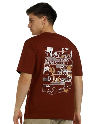 Image of Allen Solly Men's Cotton T-Shirt | Drop Shoulder | Back Print | Regular Fit | Casual Streetwear Style
