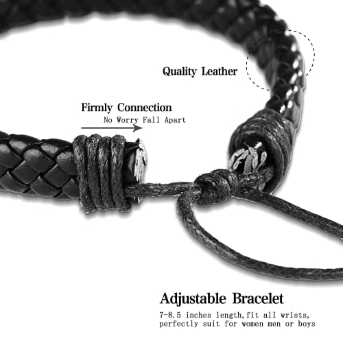 Hanpabum 18Pcs Braided Leather Bracelets For Men Women Woven Cuff Wrap Bracelet Wood Beads Ethnic Tribal Bracelets Adjustable thumb #2