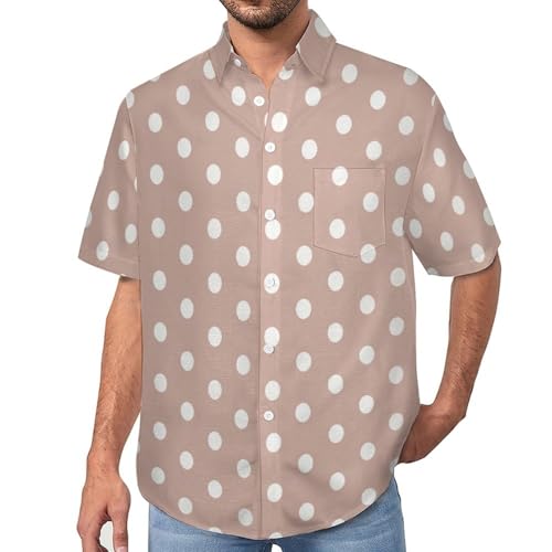 Chemise homme manches courtes à pois pour un look été décontracté chic en terrasse