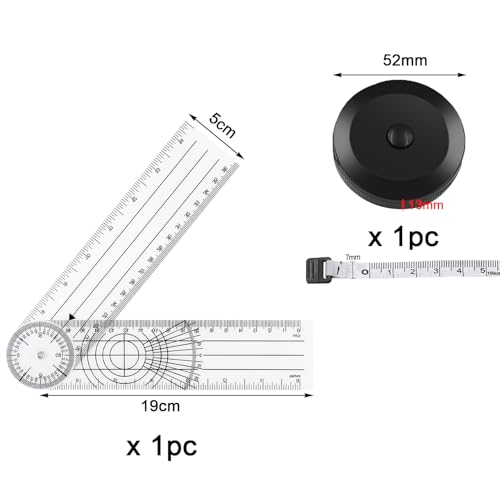 2 Stück PVC Goniometer Physiotherapie und Maßband Körpermaß Klein Maßband für Schneider 60 Inch 150 cm Weiß,Transparente 360° Drehung Protraktor Physiotherapie Winkelmesser,Goniometer Physiotherapie