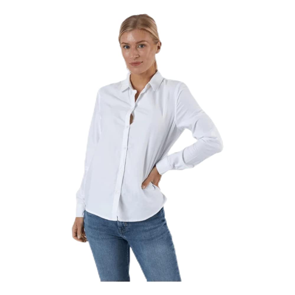 PIECES Women's Pcirena Ls Oxford Shirt Noos Blouse, White (Bright White Bright White), XL