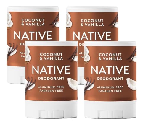 Native Deodorant Aluminum Free Coconut & Vanilla for Women and Men Travel Size 0.5oz (Pack of 4)