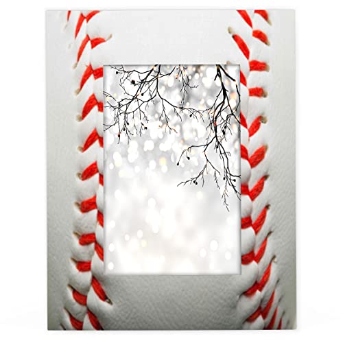 Dihomi Baseball Ball Sport 5X7 Picture Frame, Wooden Picture Frame For Wall Or Table Top Decor Display 5X7 Or 4X6 Picture, Optional 8X10 11X14, Group Family Weddings Christmas Photo Frame For Gift #TOP2