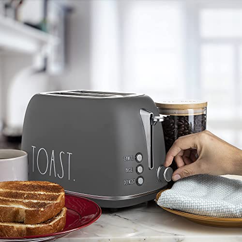 Rae Dunn Retro Rounded Bread Toaster, 2 Slice Stainless Steel Toaster with Removable Crumb Tray, Wide Slot with 6 Browning Levels, Bagel, Defrost and Cancel Options, Grey - Image 6