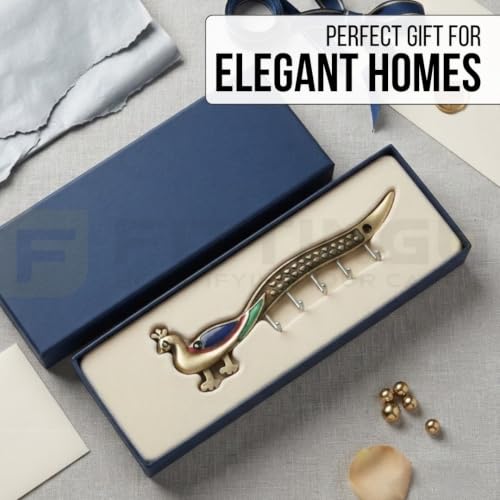 Image of Peacock Zinc Metal Wall Mounted Key Holder with Hooks for Home, Kitchen & Entryway, Durable Heavy Duty Decorative Key Rack Organizer for Keys, Vintage Style - Antique Finish