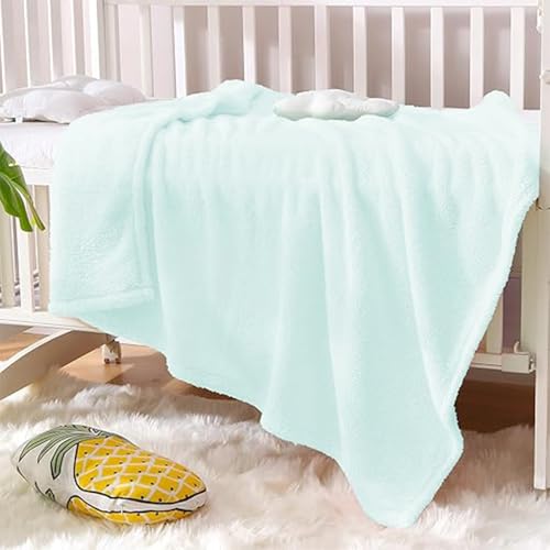 Image of Exclusivo Mezcla Plush Fuzzy Fleece Throw Blanket, Super Soft, Fluffy and Warm Blankets for Couch, Bed, All Season (Mint Green, 40x50 inches)
