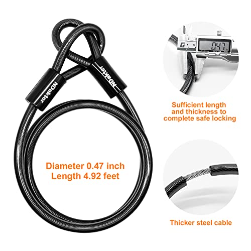 Ndakter U Lock With Cable, 14.6Mm Heavy Duty Bike Locks And 12Mm X1.5M Cable, 4-Digit Resettable Combination Bike U Lock, Bicycle Lock For Electric Bike, Bike, Electric Scooter, Motorcycle, Gate, Door #TOP3