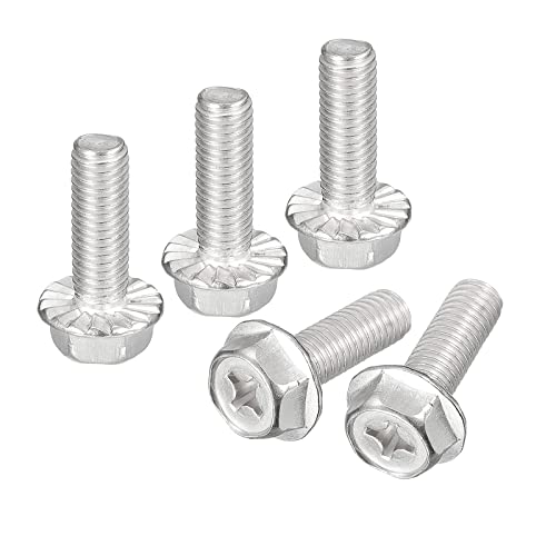 Image of uxcell M8x25mm Phillips Hex Head Flange Bolts, 5pcs 304 Stainless Steel Hexagon Phillips Flange Head Hex Bolts Machine Screws