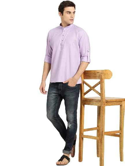 Image of SOJANYA Men's Cotton Regular Fit Short Kurta