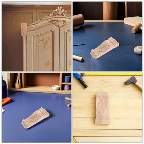 Ménsulas de madera tallada Zerodeko de estilo europeo 8x18 cm para columnas y muebles vintage 4