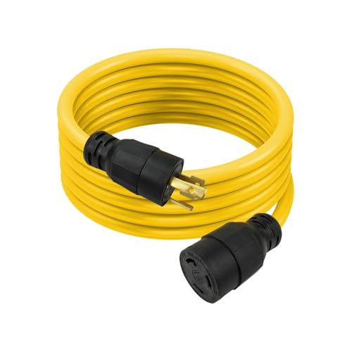 EP 15 Ft 30-Amp Generator Extension Cord 3-Prong 125V 3750W NEMA L5-30P/R 10 Gauge SJTW Twist Lock Heavy Duty Power Cord for House RV Black