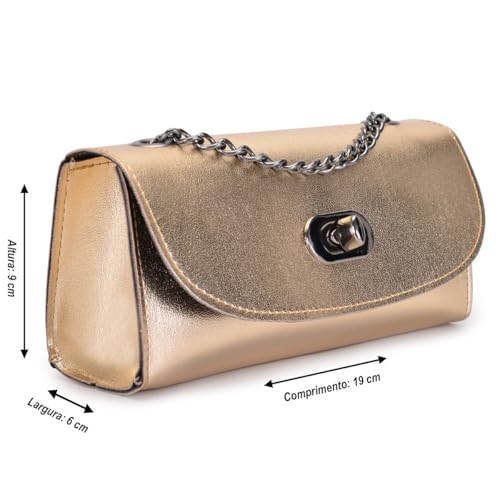 Bols aBalada Mini Bag Feminina Alça Transversal Noite (dourado)