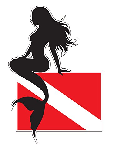 BOLDERGRAPHX 6076 Mermaid Diver Down Vinyl Decal for Bumpers, Windows, laptops or Any Smooth Surface