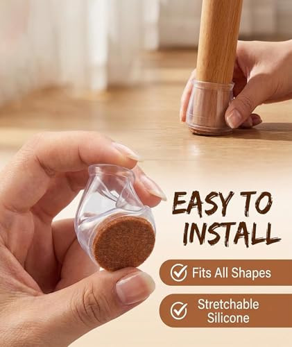 Image of 20PCS Chair Leg Floor Protector, Chair Leg Protector Cap, Transparent Felt Pads for Furniture Legs, Includes Three Sizes for Home and Office Use, 1.5-2.4 cm x8, 2.2-2.9 cm x8, 3.0-3.8 cm x4