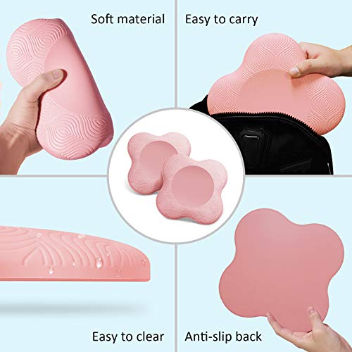 Bigmeda 2PCS Yoga Knee Pad - Non-slip Mats for Kneeling Support, Comfortable & Lightweight Cushion for Hands, Wrists, and Elbows (Pink)
