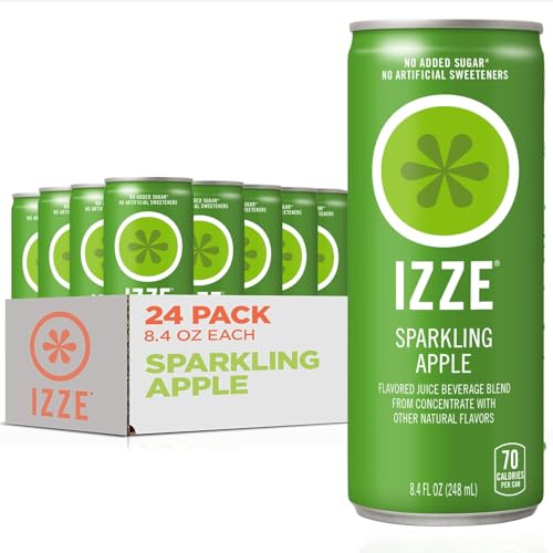 IZZE Sparkling Juice Beverage Blend, Apple, No Sugar Added, 8.4 FL OZ, 24 Cans