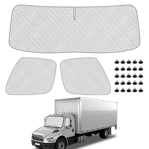 Federedevo 3-Piece Van Window Covers Sun Shade Compatible with Freightliner Business Class M2 S2 2002-2026 Sun Shade with Thermal Insulation & UV Protection | Car Window Shades