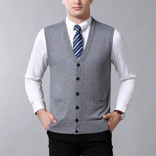 Men’S Vintage Thick Argyle Knit Vest with Pockets Slim Fit V-Neck Sleeveless Button Down Cardigan2