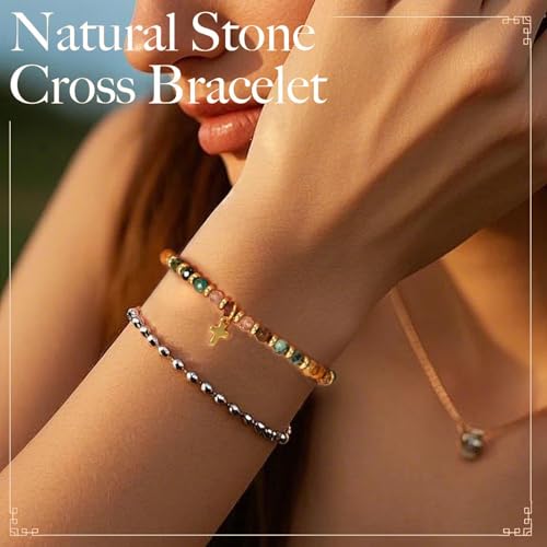 Christian Gifts for Women - Cross Bracelet, Inspirational Gifts Bracelets for Women Healing Natural Stone Bracelets, Get Well Soon Gift for Best Friends Sister Women2