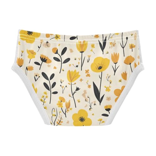 KLL Elegant Pattern with Yellow Flowers Toddler Boys Soft Nighttime Underwear Breathable Children Panties2