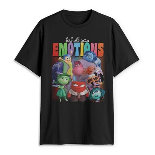 Disney Mens Inside Out 2 Feel All Your Emotions T-Shirt - Black - Large
