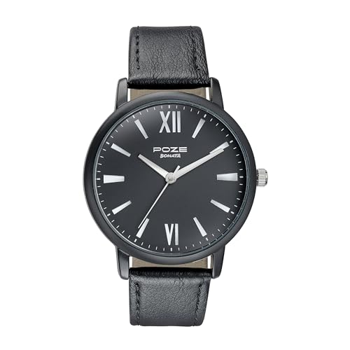 Sonata Poze Quartz Analog Black Dial Leather Strap Watch for Men-SP70039KL01W (B0CXDQ4BWP) Amazon Price History, Amazon Price Tracker
