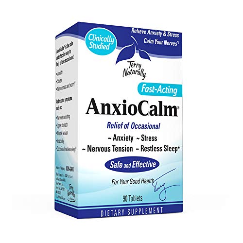 Terry Naturally AnxioCalm - 40 mg, 90 Tablets - Non-Addictive Anxiety & Stress Relief Supplement, Non-Drowsy, Worry, Restless Sleep - Non-GMO, Gluten-Free - 45 Servings Terry Naturally AnxioCalm - 40 mg, 90 Tablets - Non-Addictive Anxiety & Stress Relief Supplement, Non-Drowsy, Worry, Restless Sleep - Non-GMO, Gluten-Free - 45 Servings