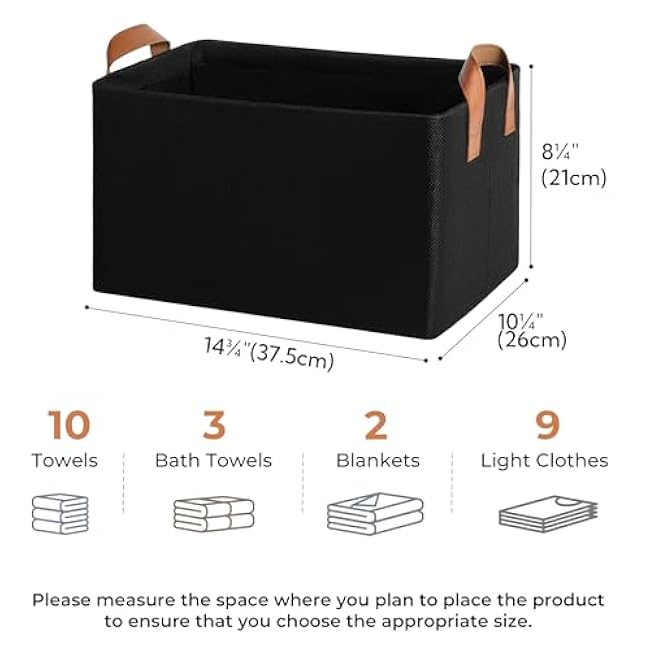 GRANNY SAYS Storage Baskets for Shelves, Closet Organizer Bins, Clothes Storage Bins with Metal Frame, Large Baskets for Organizing and Storage, Collapsible, Black, 2-Pack