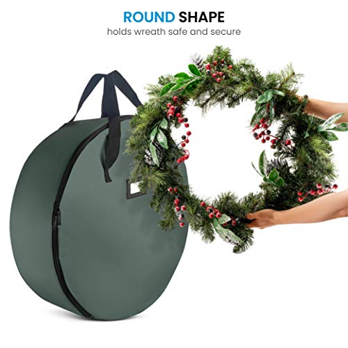 image for ZOBER Premium Christmas Wreath Storage Bag 36” - Dual-Zippered Stora