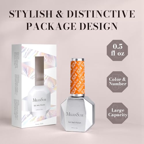 Image of MelodySusie Orange Gel Nail Polish,0.5fl oz Bright Orange Nails Soak Off UV LED Neon Orange Gel Polish Gift for Women Nail Art Manicure Salon DIY Nail Design Decoration at Home-524-A2503