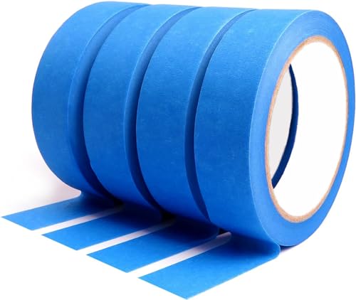 Blue Painters Tape 1 Inches x 30 Yards - Multi Surface Use - 120 Yards Total - 4 Rolls
