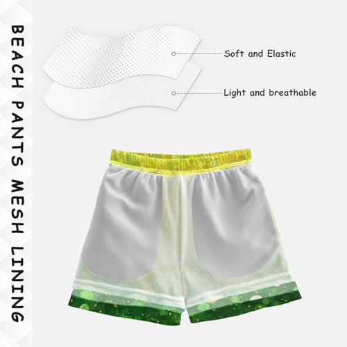 Pigsaly Boys Swim Trunks Gradient Flashing Gold Lemon Yellow Green Gold Glitter Boys Board Shorts Swimsuit Swimwear 2T4