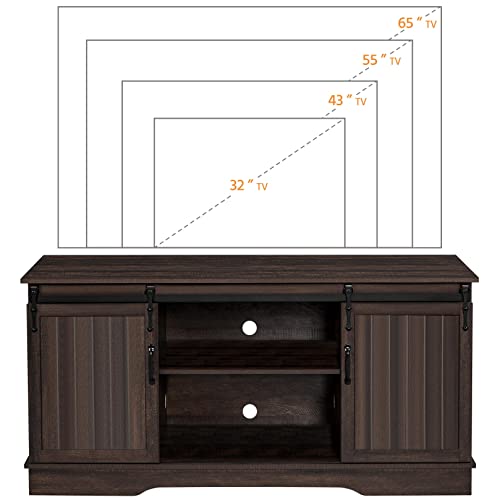 Yaheetech Tv Stand For Tvs Up To 65" With Sliding Barn Door, 58'' Farmhouse Media Entertainment Center Storage Tv Console Table With Adjustable Shelves For Living Room, Dark Walnut #TOP4