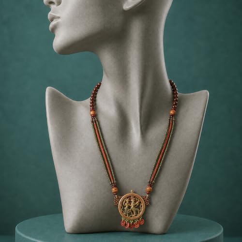 Image of AAKRITI ART CREATIONS Handcrafted Tribal & Wooden Necklace Collection | Dhokra, Ethnic, Brass & Artistic Designs | Royal, Boho & Nomadic-Inspired Statement Jewelry for Women
