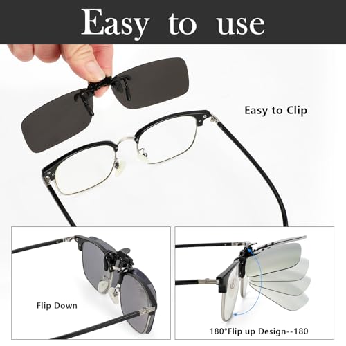 Image of Hifot Clip on Sunglasses 4 Pack,Polarized Lens Fit Over Prescription Glasses,Flip up Rimless Sunglasses