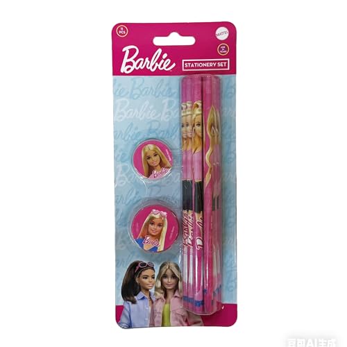 Image of Barbie 11 pcs Stationery Set Pencils, Eraser, Sharpener | Study Kit for Boys & Girls | School Gift Set | Return Gift