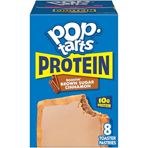 Pop-Tarts Protein Toaster Pastries, 10g Protein, Boostin' Brown Sugar Cinnamon, 14.3oz Box (8 Pop-Tarts)