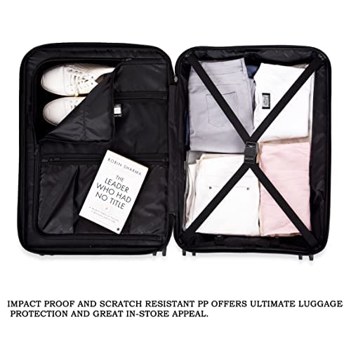 Image of it luggage-Momentous 54.4 CM PP Hardsided Fashion Luggage Cabin Trolley with Padded Laptop Section 8 Wheel with TSA Lock & Wet Pouch Inside (Black) | Fashion Luggage, Padded Laptop Section, 8 Wheel, TSA Lock, Wet Pouch Inside