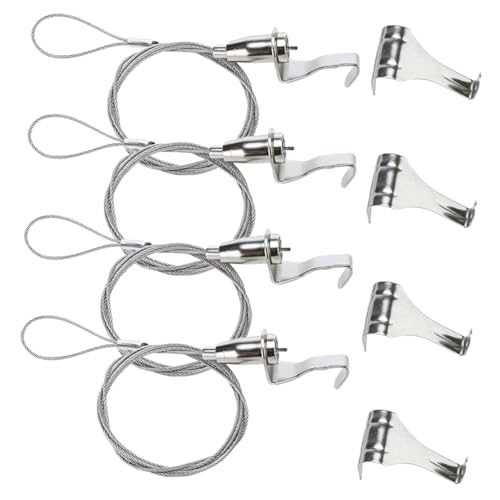 WOONEKY 4 Sets Heavy Duty Adjustable Picture Hanging Cord Rope with Hooks for Photo Frames Wall Decor Gallery Office School Strong Load Bearing Wire Hanger