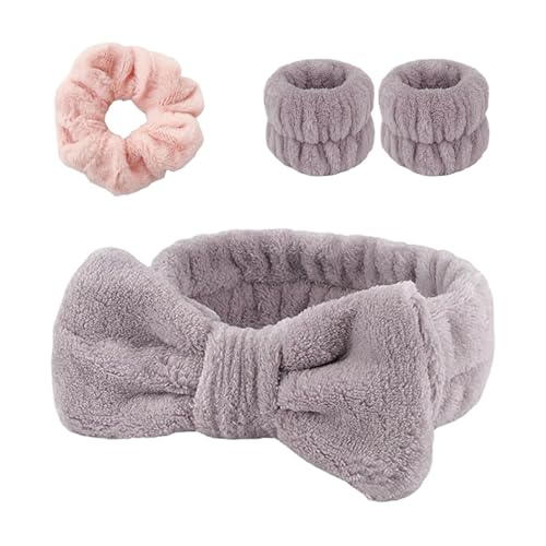 1 Diadema De Terciopelo Coral, 1 Par De Pulseras Elásticas Y 1 Goma Para El Pelo, Pulseras Absorbentes, Diadema Con Lazo, Adecuada Para Limpieza Facial, Maquillaje Y Cuidado De La Piel.
