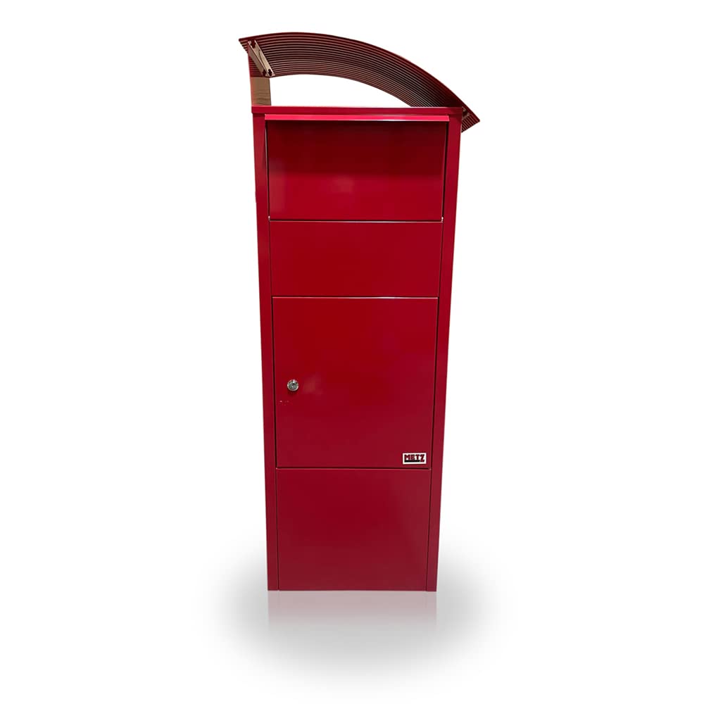 Metz Red Large Lockable Letter Box Post Mail Letterbox Drop Tall Parcel Box