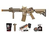Lancer Tactical Gen 2 Durable Airsoft Gun SD M4 Polymer- Full/Semi-Auto Piactinny Rail AEG Rifle with 0.20g BBS, Charger and Battery (Tan Polymer Full Set)