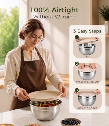 RFAPPMV Stainless Steel Mixing Bowls: 6-Piece Prep & Storage Set with Lids - image 8