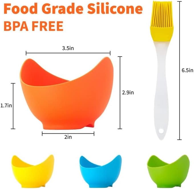 Miniatura 5 de Vasos para escalfar huevos, taza de molde para caldera de huevos, cazadores de huevos de silicona, tazas para escalfar huevos con soportes de