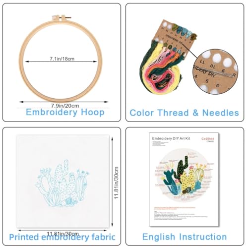 N.LANSHAN Stickerei Set Anfänger Stick-Starter-Set „Hund Auf Dem Sofa“,Sonnenblumen-Nadel-Set Für Erwachsene,Starterset Mit Ausführlicher Anleitung,Fäden,Rahmen,Nadeln,Schere,Stoff 30x30cm
