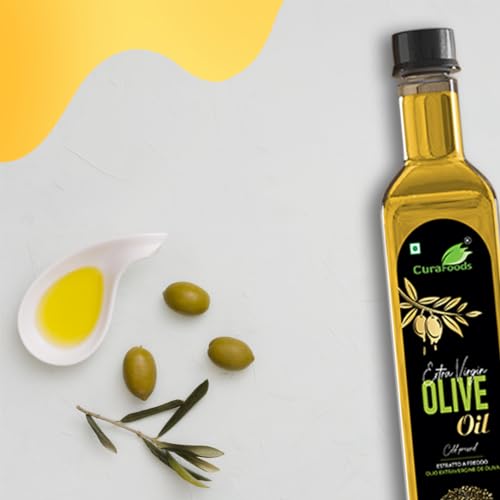 Image of CURA EXTRA VIRGIN OLIVE OIL 500ml I Free Olive vinegar 200ml I Prepared from Italian Olives I Recommended for Roasting, Frying, Baking,drizzling on salads I Cold pressed I Imported from Spain