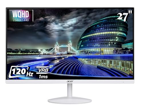 Image of acer SA272U G 27 Inch WQHD 2560 x 1440 IPS Backlit LED Monitor | 120Hz Refresh, 1ms VRB Response, HDR10, AMD FreeSync | Ultra Slim 7.2mm Design | 2xHDMI, 1xDP, Stereo Speakers | Eye Care | White